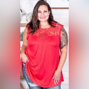 NWT EMERALD FASHION Coral Lace Tank~3x